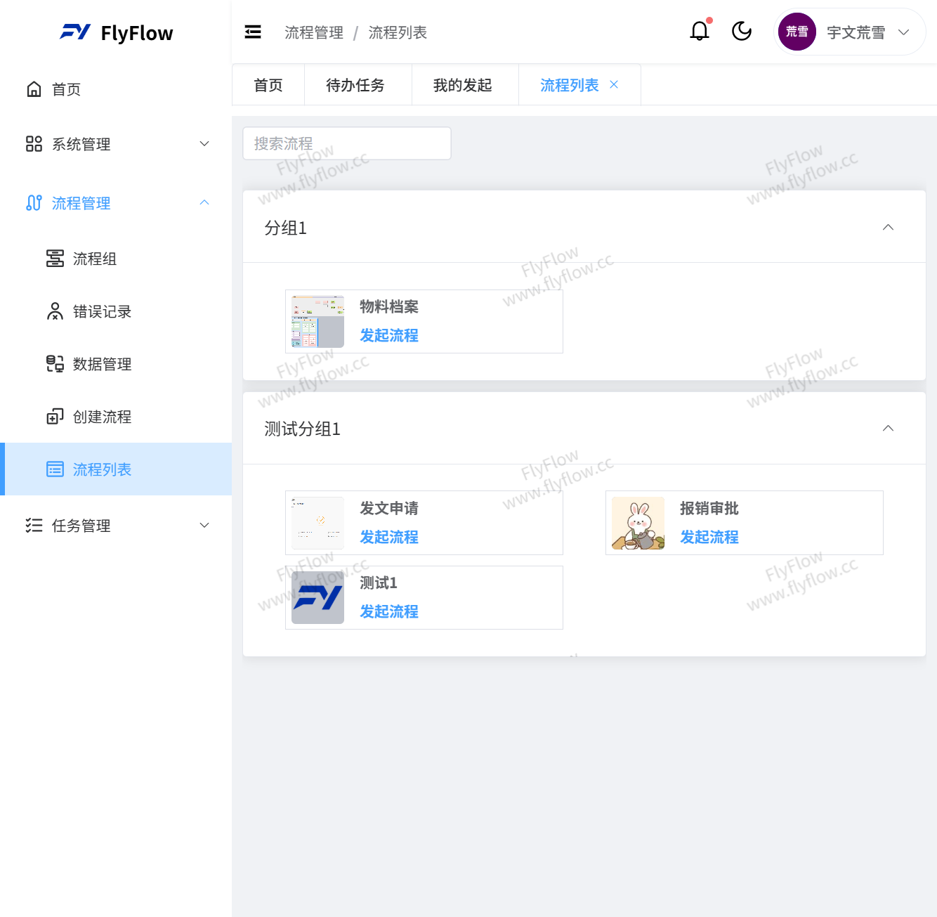流程列表页面